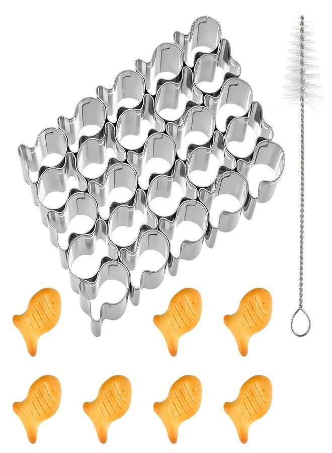 Guduling Goldfish Cookie Cutter,Stainless Steels Goldfish Cutter for Crackers,Gold Fish Cutters with 25 Cavity,for Crackers for Sea Animal Cookie Baking(Silver) - Image 1