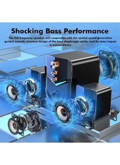 ShebSheb 2.1 Channel Desktop Computer Speakers,USB Powered 3.5mm Aux PC Computer Sterto Sound,Strong Bass &  Blue Backlit  - Image 5
