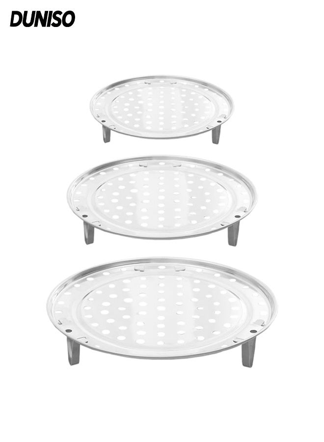 DUNISO Stainless Steel Steaming Rack,Round Perforated Cooking Grid For steaming eggs,and dumplings,Multifunction Steaming Holder ,20/22/24 cm - Image 1