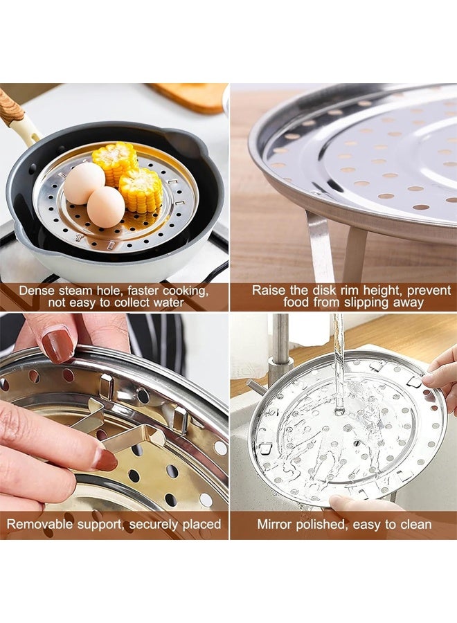 DUNISO Stainless Steel Steaming Rack,Round Perforated Cooking Grid For steaming eggs,and dumplings,Multifunction Steaming Holder ,20/22/24 cm - Image 3