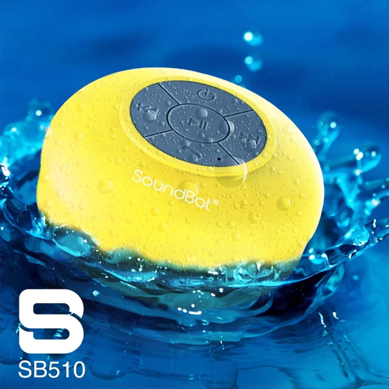 SoundBot ® Waterproof Shower Speaker HD Water Resistant Bluetooth Handsfree Portable with Loud Clear Sounds 6+hrs of Playtime, Wireless Suction Cup Small Durable for Outdoors Travel Home SB510 (Yellow) - Image 5
