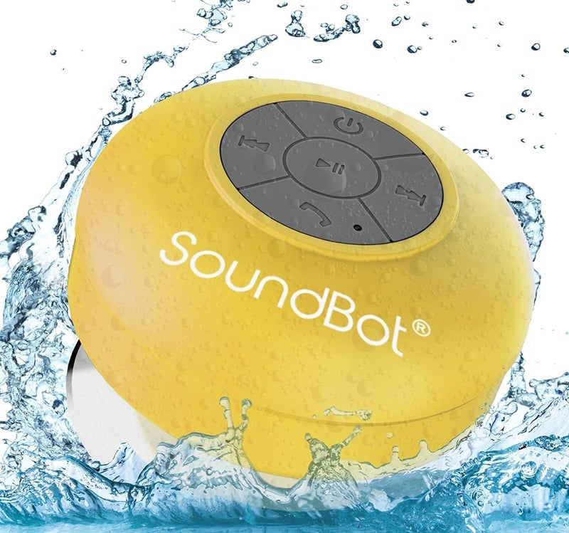 SoundBot ® Waterproof Shower Speaker HD Water Resistant Bluetooth Handsfree Portable with Loud Clear Sounds 6+hrs of Playtime, Wireless Suction Cup Small Durable for Outdoors Travel Home SB510 (Yellow) - Image 1
