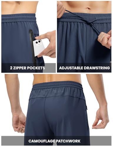 Rdruko Men's Quick Dry Sweatpants with Zipper Pockets Lightweight Athletic Pants for Jogging, Workout, Gym, Running, Training(Navy Blue, US L) - Image 5