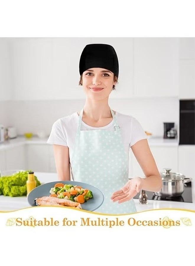 2PCS Adjustable Tie Chef Hat Breathable Lightweight Cooking Hat For Professional Chefs Home Bakers Kitchen Workers Suitable For Cooking Baking Catering Food Service (Black and striped black) - Image 5