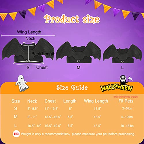 RYPET Dog Halloween Costume - Halloween Bat Wings Pet Costumes for Dogs Cats Halloween Party Medium - Image 3