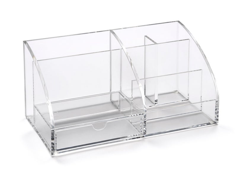 Osco Clear Acrylic Desk Organiser,130mm x 250mm x 120mm - Image 1