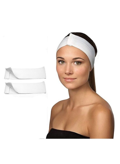 Stretch Headbands. Pack of 48 Disposable Headbands for Spa Treatments. White Headbands with Hook and Loop Closure. Elastic Spa Headbands. Soft Flexible Material, 900552