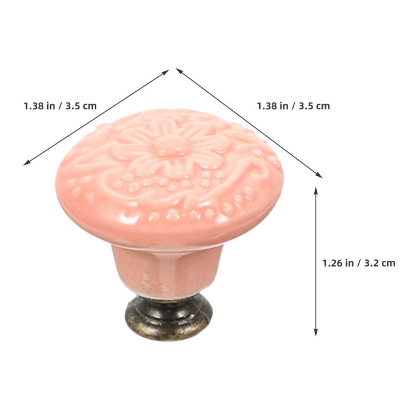 Vintage Pink Ceramic Cabinet Knobs 10pcs Kitchen Cupboard Drawer Pulls Furniture Handles - Image 3