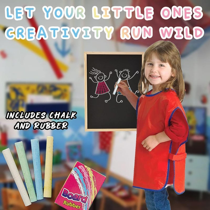 AL FAKHAMA Classic Wooden Framed Chalkboard Set (30x40cm) with Chalk and Eraser - Image 2