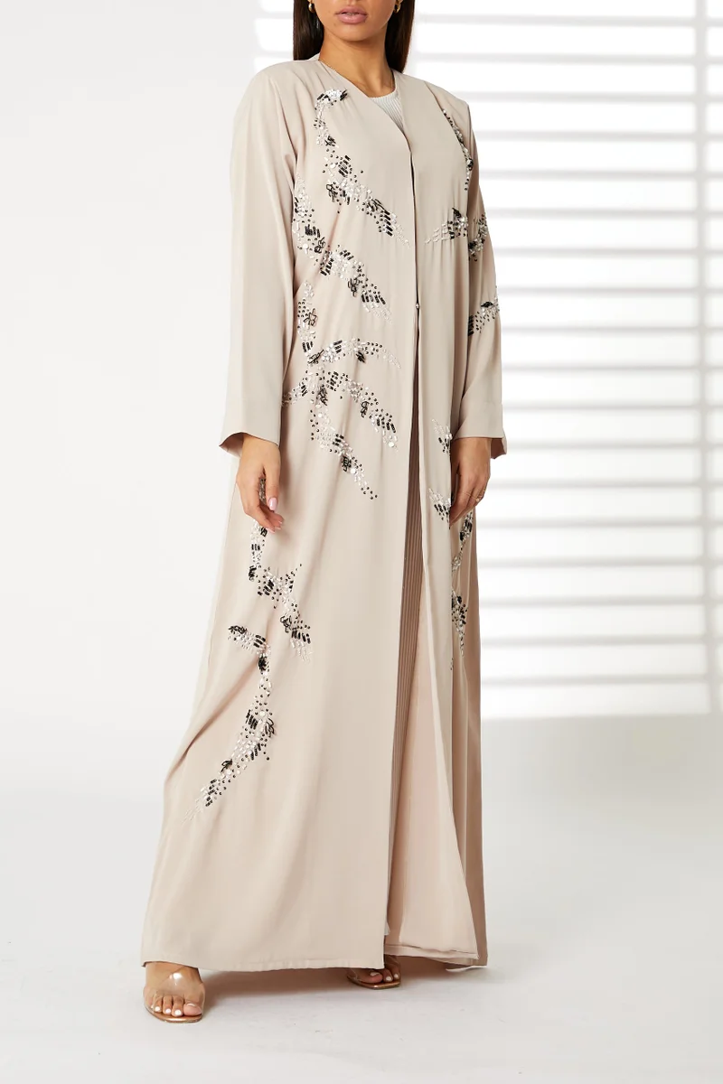 Embroidered Open Front Abaya