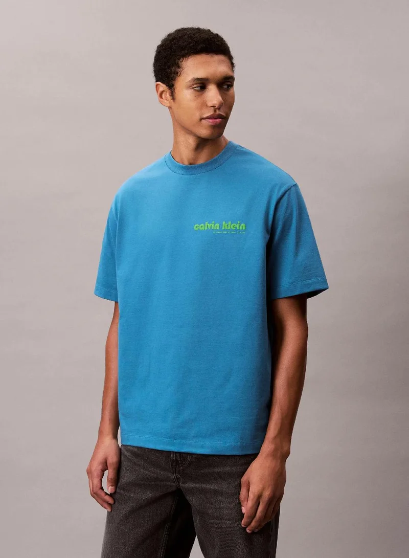 Calvin Klein Jeans Bluesteel Calvin Klein Logo Relaxed Tee for Men | Best Price UAE