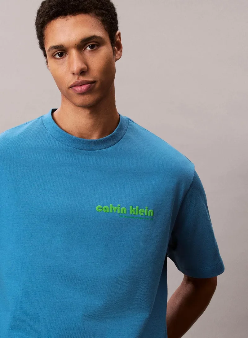 Calvin Klein Jeans Bluesteel Calvin Klein Logo Relaxed Tee for Men | Best Price UAE