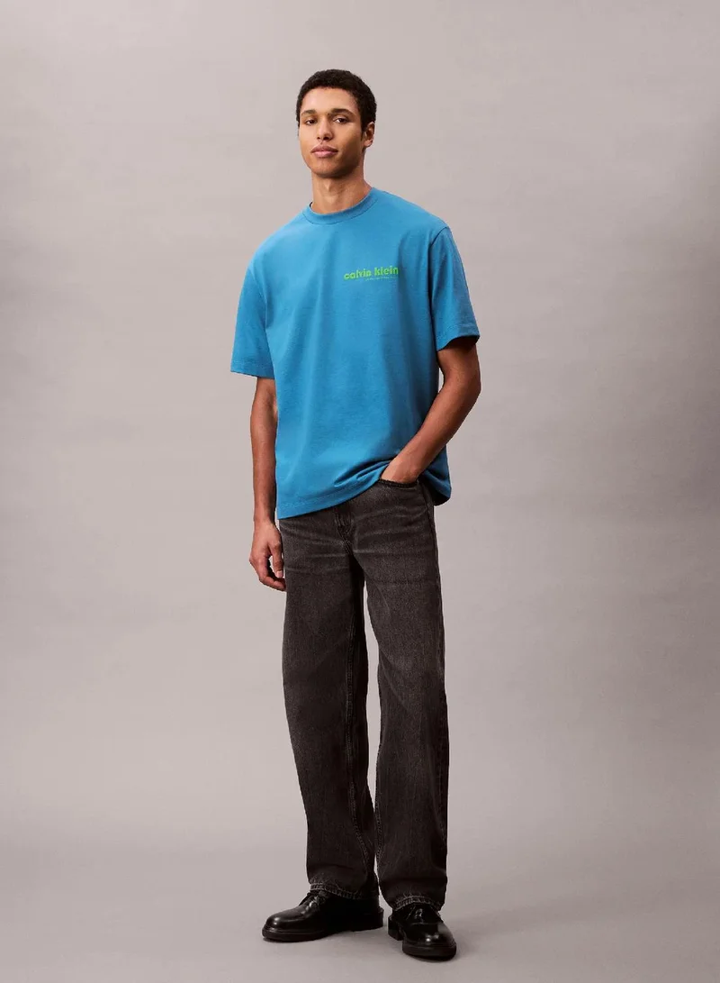Calvin Klein Jeans Bluesteel Calvin Klein Logo Relaxed Tee for Men | Best Price UAE