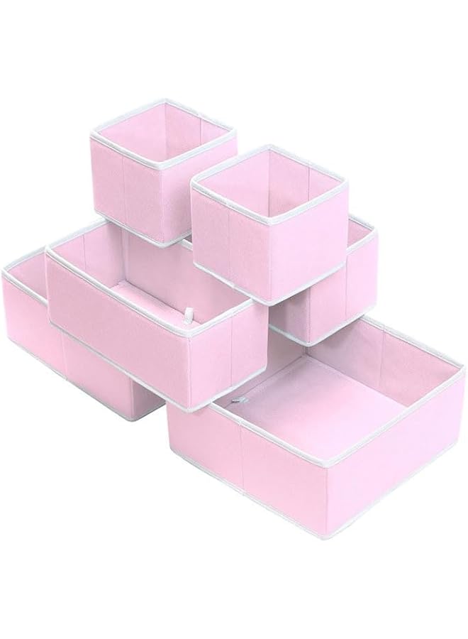 Green Tiger 6PCS Drawer Organizer Boxes for Clothing Foldable Cloth Drawer Dividers, Washable Closet Organizer and Storage Bins for Clothes Underwear Socks (Pink) - Image 1