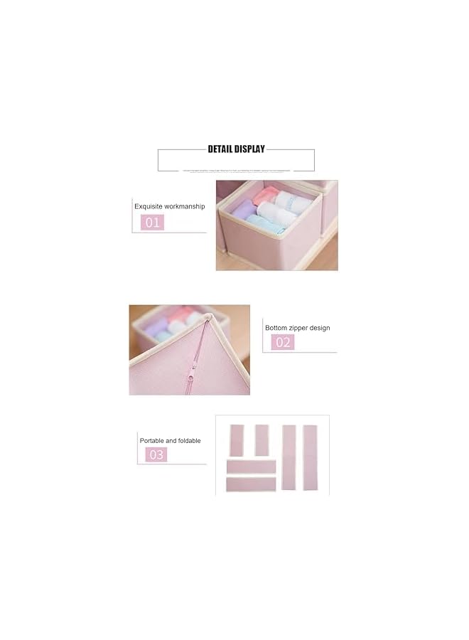 Green Tiger 6PCS Drawer Organizer Boxes for Clothing Foldable Cloth Drawer Dividers, Washable Closet Organizer and Storage Bins for Clothes Underwear Socks (Pink) - Image 2