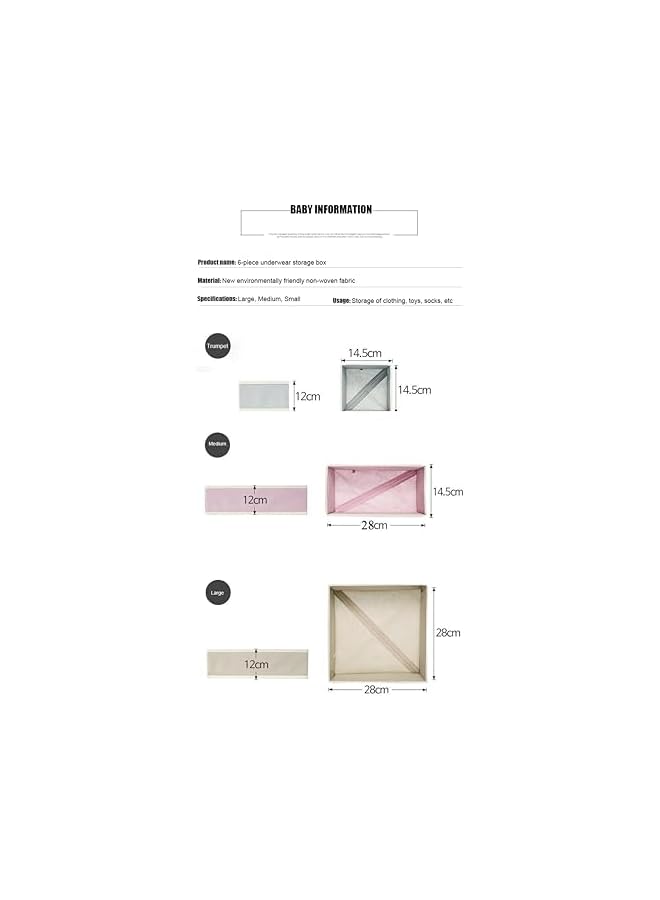 Green Tiger 6PCS Drawer Organizer Boxes for Clothing Foldable Cloth Drawer Dividers, Washable Closet Organizer and Storage Bins for Clothes Underwear Socks (Pink) - Image 3