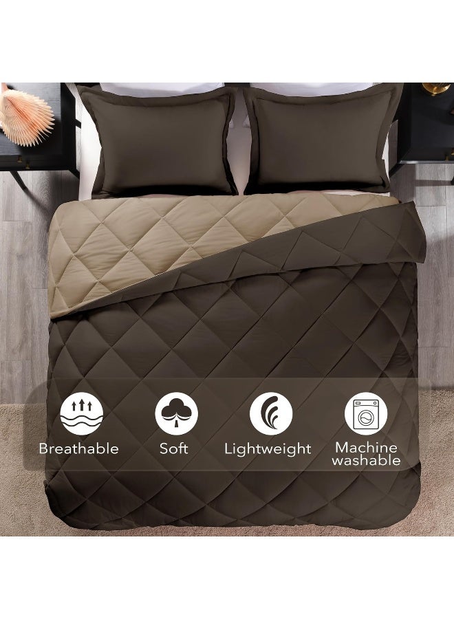 downluxe Twin Comforter Set Brown and Tan Twin Comforter Soft Bedding Sets for All Seasons 2 Pieces 1 Comforter 66x92 and 1 Pillow Sham20x26 - Image 4