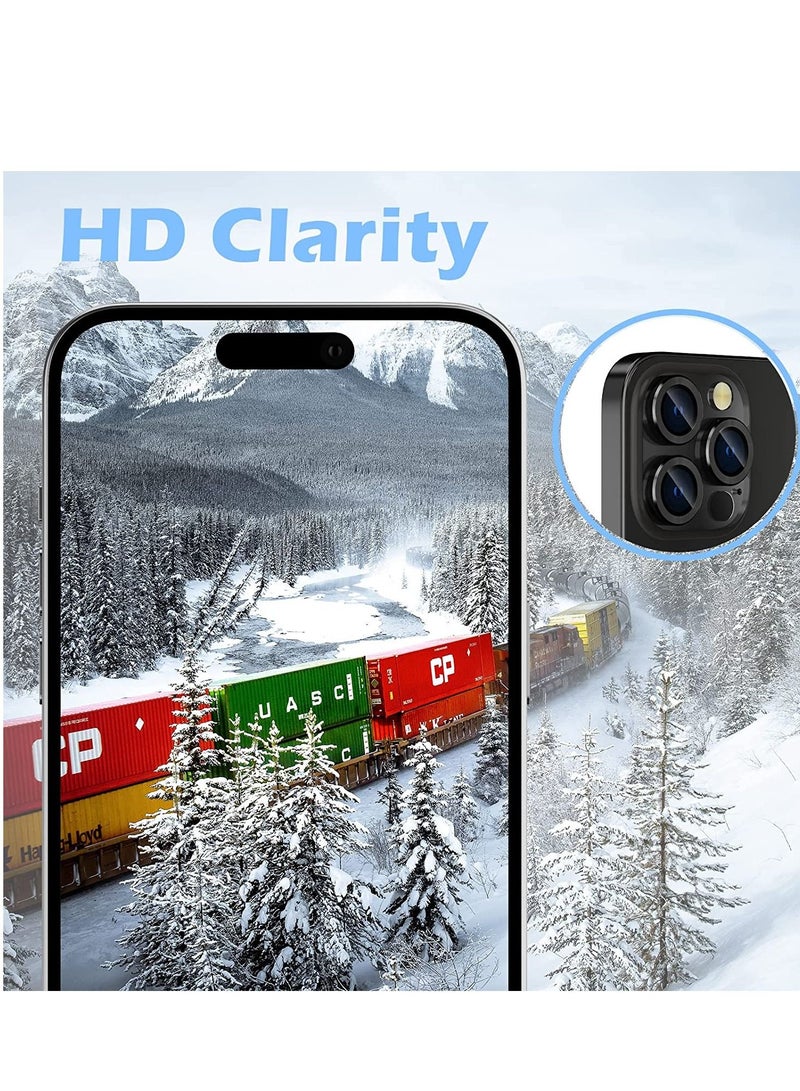 Camera Lens Protector for iPhone 14 Pro/iPhone 14 Pro Max, Alloy Metal Individual Ring, Anti Scratch HD Tempered Glass Lens Screen Protector Cover Film, Case Friendly, Black