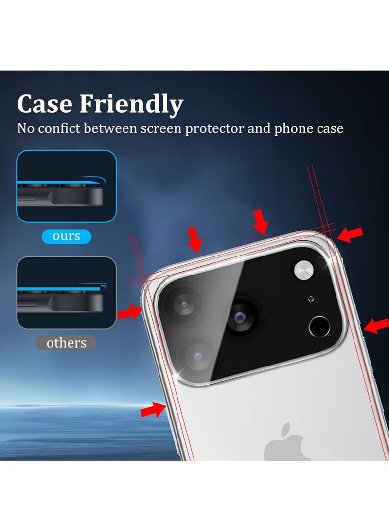 MUDISO 3 Pack Glass Camera Lens Protector Compatible with iPhone 17 Pro , Shatterproof HD Clear Lens Cover, Anti-Scratch Protection, Easy Installation Kit - Image 3