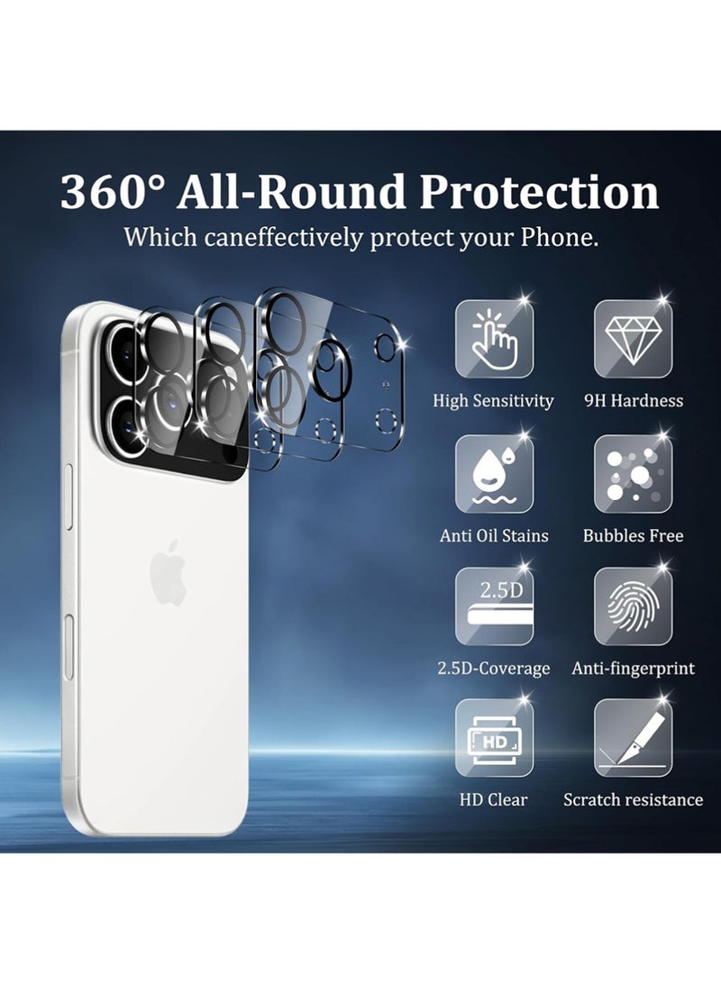 MUDISO 3 Pack Glass Camera Lens Protector Compatible with iPhone 17 Pro , Shatterproof HD Clear Lens Cover, Anti-Scratch Protection, Easy Installation Kit - Image 2