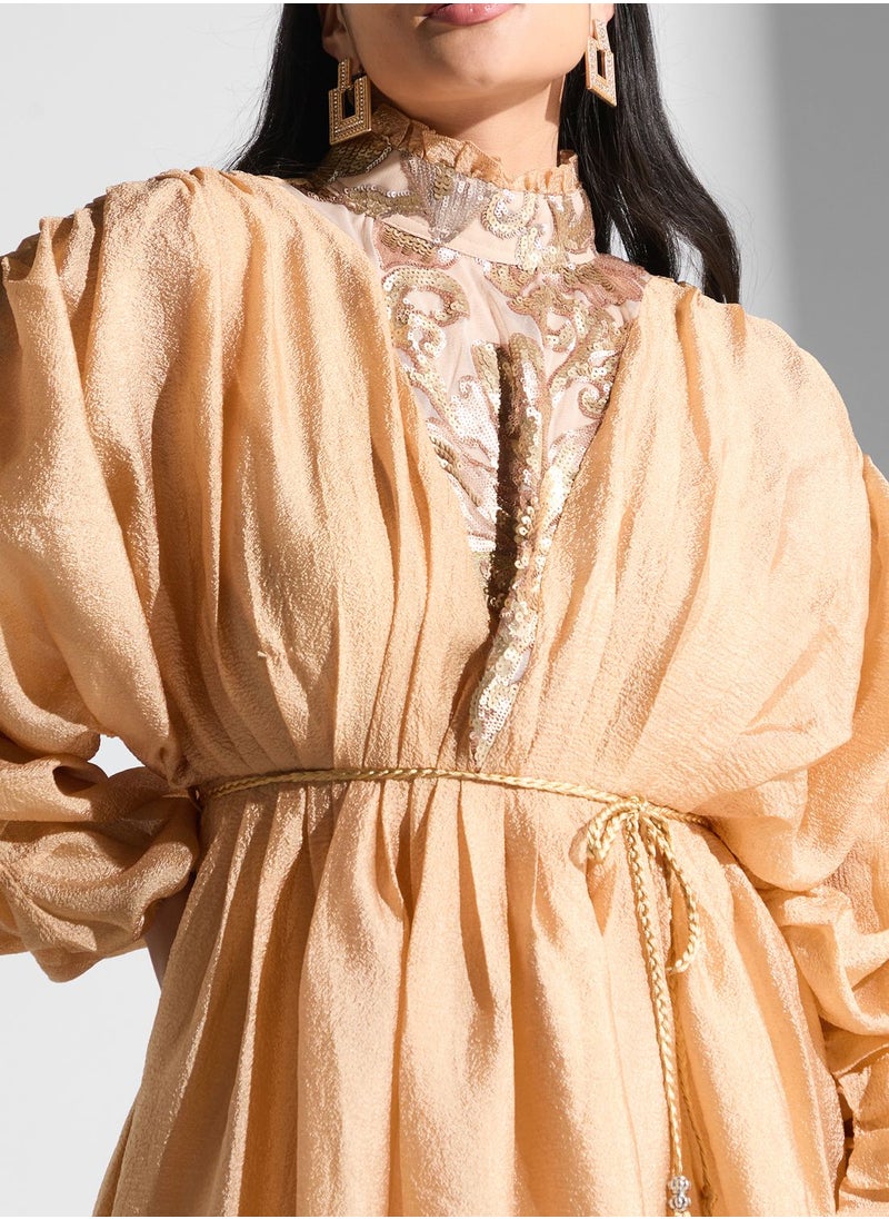 High Neck Sequin Detail Dress