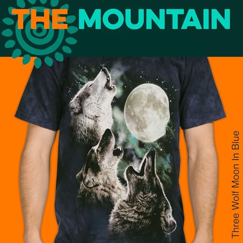 The Mountain Three Wolf Moon In Blue Adult T-Shirt, Blue, Large - Image 2