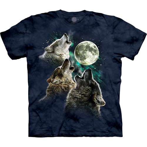 The Mountain Three Wolf Moon In Blue Adult T-Shirt, Blue, Large - Image 1