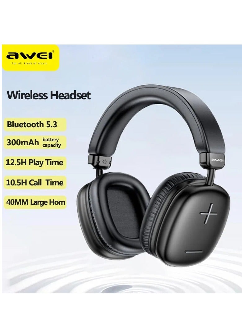 Awei A7AT6 Sport Wireless Headphones - Bluetooth 5.3, Long Battery Life, Stereo Earbuds with Microphone10BL - Wireless Noise Cancelling Headphones, Foldable, Touch Control, Black - Image 3