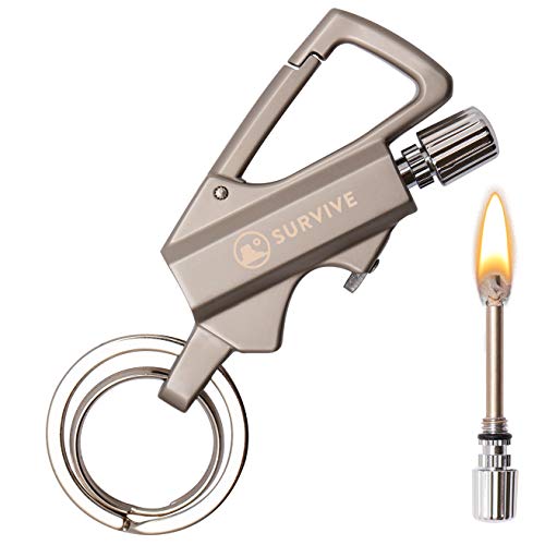 SURVIVE Permanent Match Bottle Opener Metal Keychain, Reusable Survival Fire Starter Striker Lighter, Emergency Waterproof Strike Anywhere Stick Kit (Silver) - Image 1