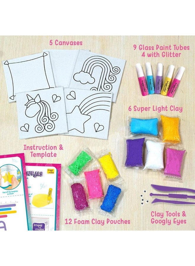 Imagimake Clay Murals - Unicorn - Modelling Clay & Glass Paint - 5 Designs - Art & Craft Kit - Age 5 Years+, Multicolor - Image 2