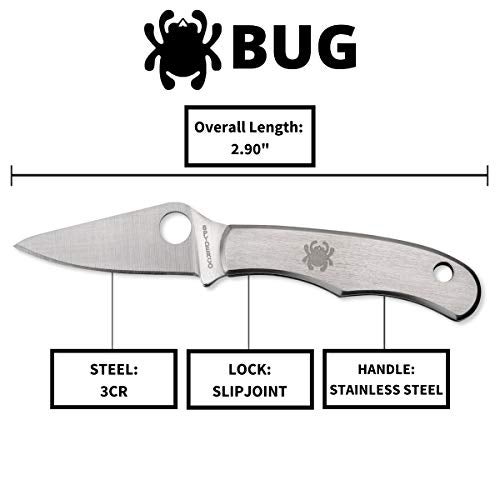 Spyderco Bug Non-Locking Knife with 1.27" 3CR Steel Blade and Durable Stainless Steel Handle - PlainEdge - C133P - Image 4
