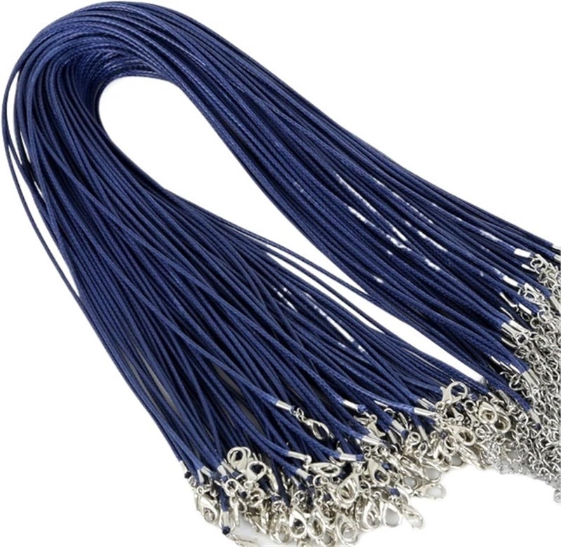 Rope Necklace String 100pcs 1.5mm Leather String Cord 45+5cm Chains Lobster Clasp Adjustable(Royal Blue) - Image 1