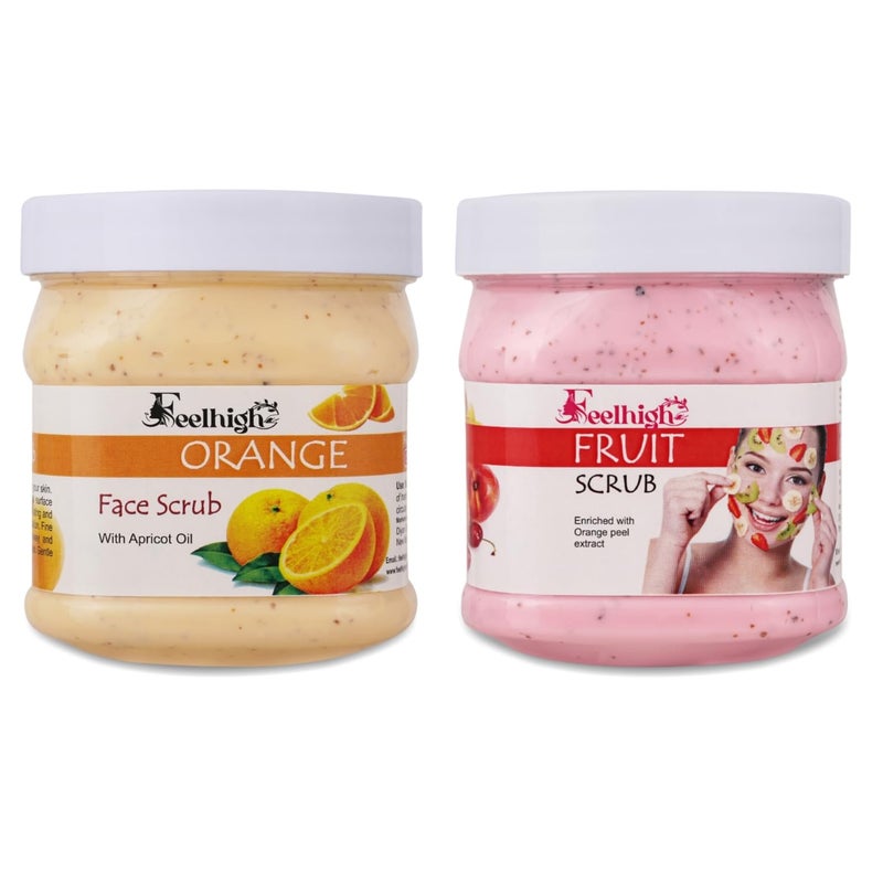 Feelhigh Orange Scrub enriched with Apricot oil helps to smooth skin 500ml Fruit scrub enriched with fruit extract helps to clear the skin 500ml Men  Woman - Image 1