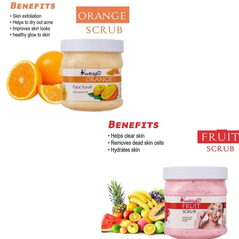 Feelhigh Orange Scrub enriched with Apricot oil helps to smooth skin 500ml Fruit scrub enriched with fruit extract helps to clear the skin 500ml Men  Woman - Image 2