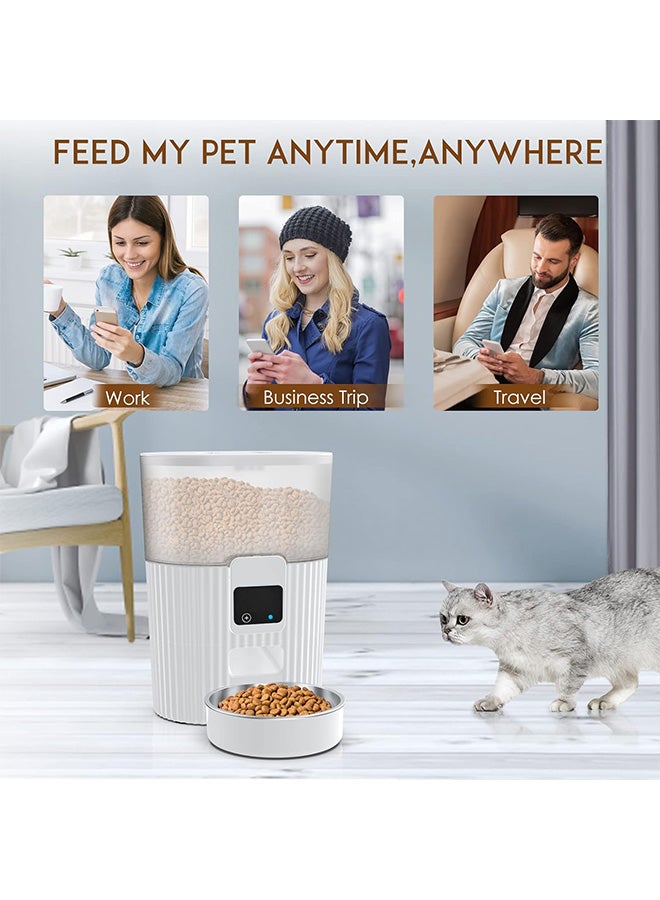 S-Color Automatic Cat Feeders with APP WiFi Pet Food Dispenser for Cat & small Dog Smart Timed Auto Pet Feeder Portion Control Battery and Plug-in Power Up to 10 Meals Per Day White - Image 5