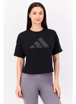 Adidas Women Sportswear Fit Short Sleeve Outdoor Top, Black  - Image 1