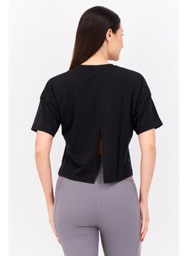 Adidas Women Sportswear Fit Short Sleeve Outdoor Top, Black  - Image 3