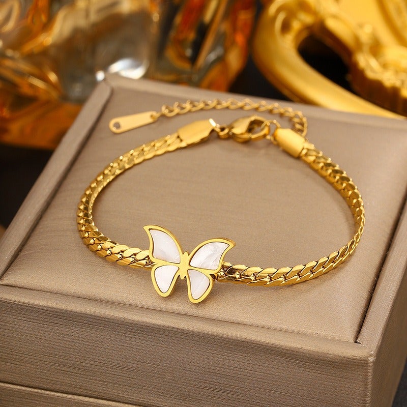 Vital Women's Vintage Titanium Steel Bracelet Set - Heart, Butterfly, Bow & Geometric Designs, Anniversary Gift