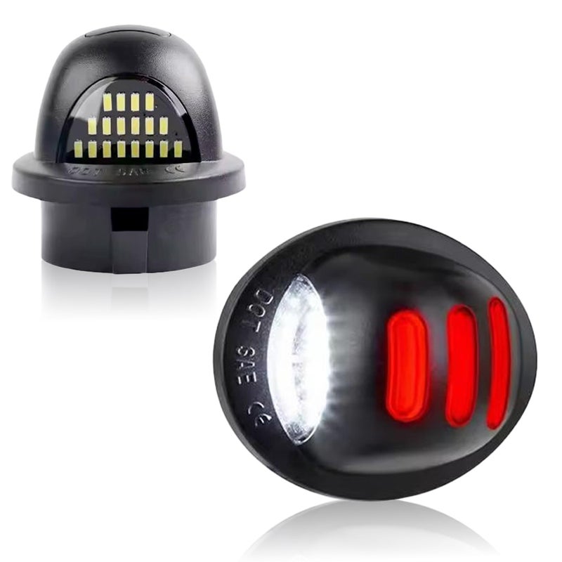 OTnhaee 2 pcs Error Free LED License Plate Light For Ford F150 F-150 Raptor 2015-2018 Car Number Plate Lamp Clear Lens White 6000K (For f150 wihte+red) - Image 1