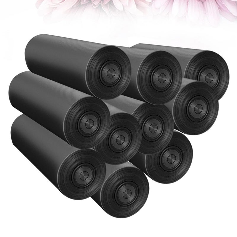 Thickened Black Disposable Trash Bags 10 Rolls 200 Count Flat Open Mouth For Home Kitchen Office - Image 3