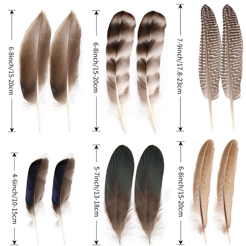 MehelloFeather Natural Pheasant Feathers 12Pcs Bulk Feathers 6 Style for DIY Crafts Hat Floral Arrangements Halloween Decorations - Image 2