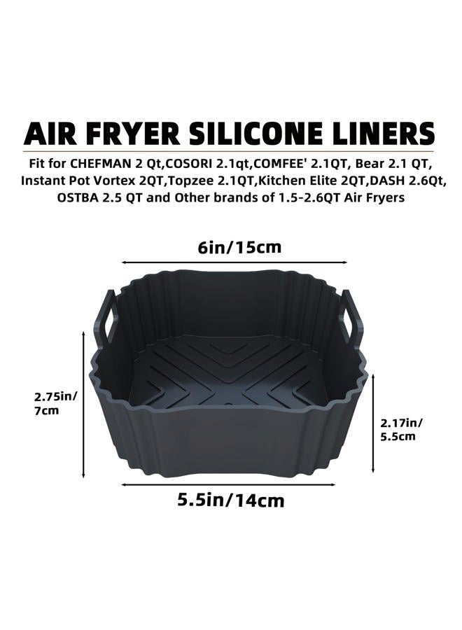 LYHOLKEER Air Fryer Silicone Liners for 1.5 to 2.6 QT Mini Air Fryer, 2 Pack Square Small Silicone Air Fryer Liners Reusable for CHEFMAN 2 Qt, COSORI 2.1 Quart, Instant Pot Vortex 2QT, Airfryer Liners - Image 2