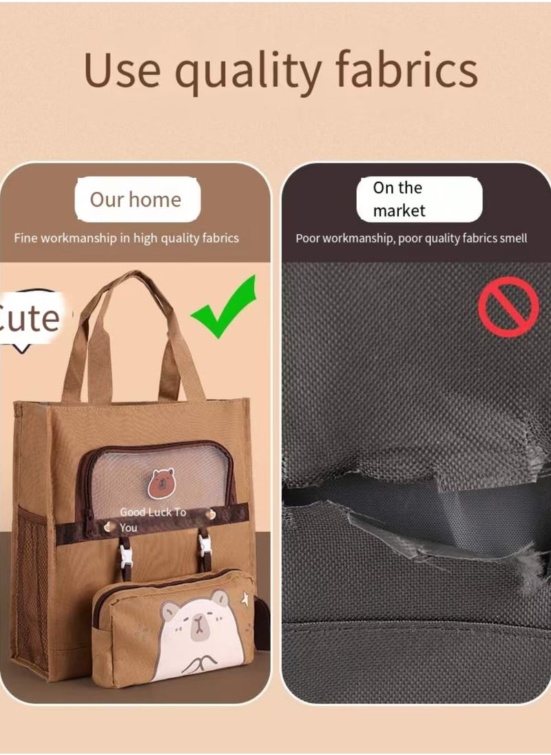 Canvas handbag, student class bag handbag, reusable beautiful and environmentally friendly bag, book shopping and grocery cotton cute handbag