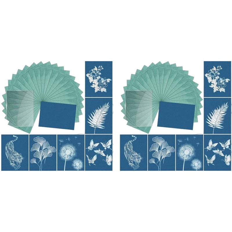 HASTHIP ® 24 Sheets Sun Sensitive Watercolor Paper A5 Cyanotype Papers with Acrylic Panel, High Sensitive Sun Paper White Solar Activated Nature Sun Printing Paper for Kids Adults Crafts DIY Project - Image 1