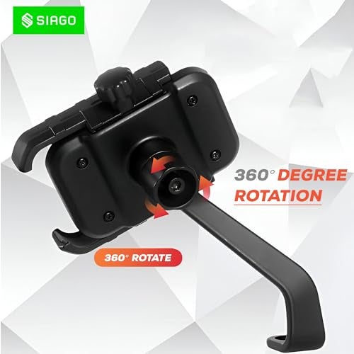 SIAGO SIA124 Mobile Holder for Bikes One Touch Technology Bike Mobile Holder for Maps and GPS Navigation, 360° Rotation (Rear Mirror Phone Stand) - Image 3