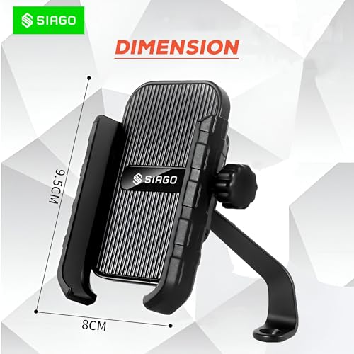 SIAGO SIA124 Mobile Holder for Bikes One Touch Technology Bike Mobile Holder for Maps and GPS Navigation, 360° Rotation (Rear Mirror Phone Stand) - Image 2