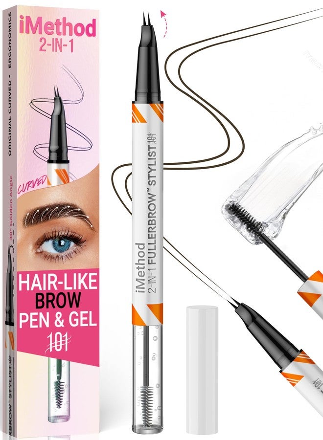 iMethod Curved Eyebrow Pencil and Eyebrow Gel Clear - Eyebrow Pencil with Hair-like Strokes for Natural Looking Eyebrows, Eyebrow Makeup for All Day, Dark Brown - Image 1