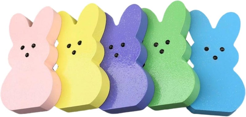 Five Bunny-Shaped Wood Boards, Glittery Decor for Easter - Image 1