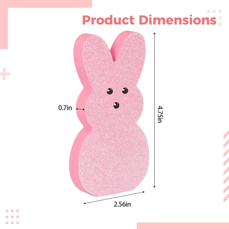 Five Bunny-Shaped Wood Boards, Glittery Decor for Easter - Image 4