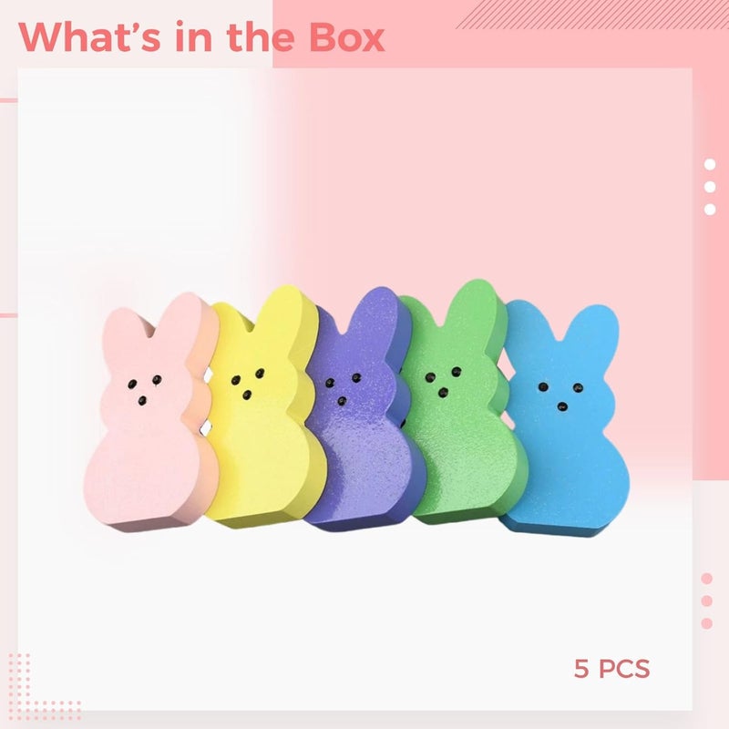 Five Bunny-Shaped Wood Boards, Glittery Decor for Easter - Image 3
